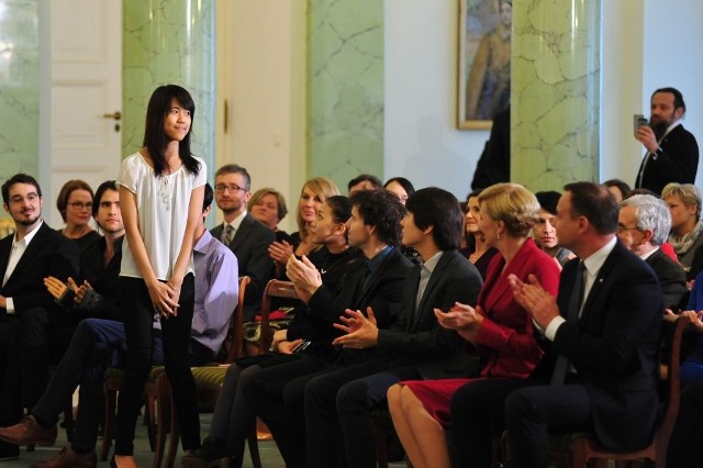 Kate Liu na spotkaniu z parą prezydencką przed finałem Konkursu Chopinowskiego