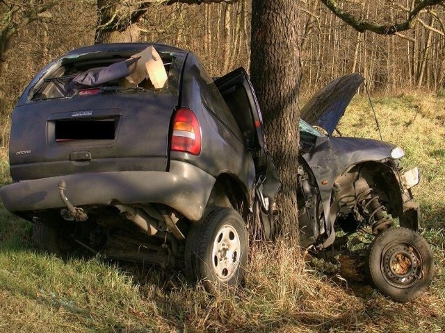 Potężne auto zawinęło się na drzewie. Zginęła młoda kobieta. Kierowca w ciężkim stanie trafił do szpitala.