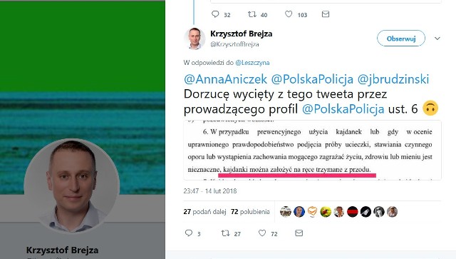Poseł Platformy Obywatelskiej z Inowrocławia zarzuca prowadzącemu oficjalne konto policji na Twitterze manipulację i pokazuje jej mechanizmy.