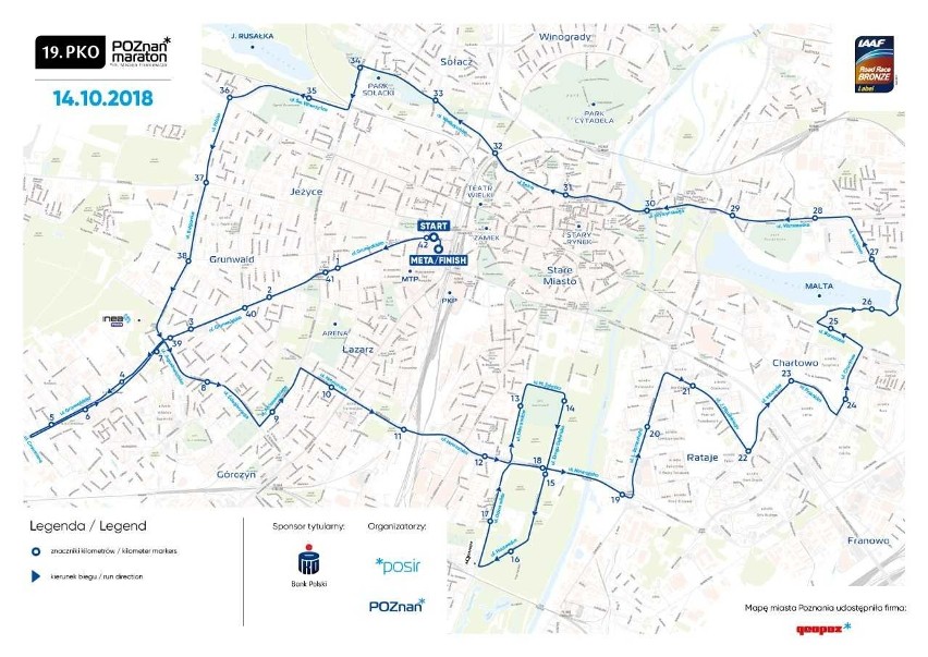Tak wygląda trasa 19. PKO Poznań Maratonu (14 października)