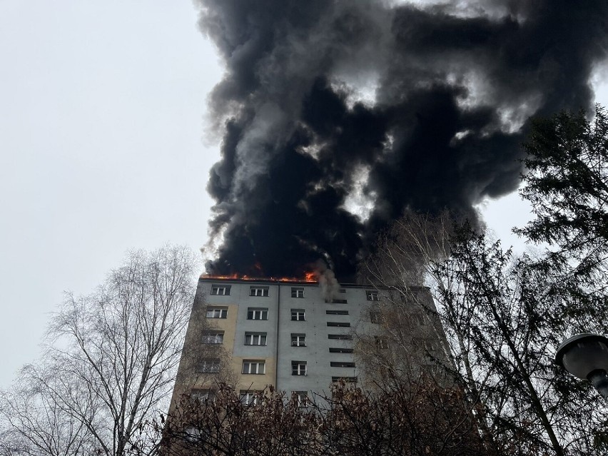 Pożar bloku w Czeskim Cieszynie