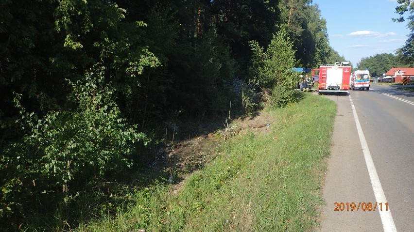 Wypadek w miejscowości Henryk. Nietrzeźwy kierowca nie zapanował nad samochodem [ZDJĘCIA]