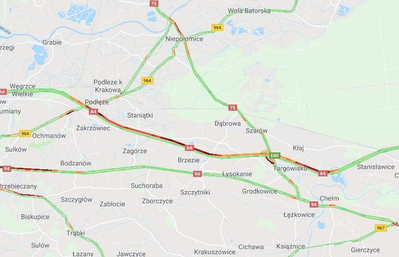 Wypadek w Podłężu. Ogromny korek na autostradzie A4