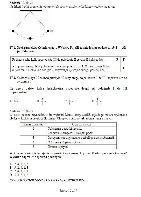 EGZAMIN GIMNAZJALNY 2013. Test matematyczno-przyrodniczy [ARKUSZ, ODPOWIEDZI]