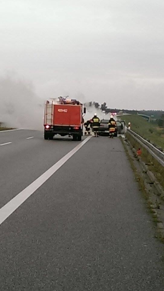 Pożar samochodu na siódemce w Falęcicach