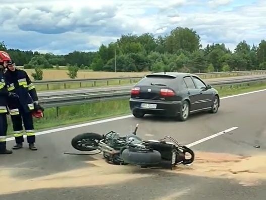 Wypadek motocyklisty na S8.
