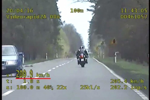 37-letni motocyklista w powiatu sulęcińskiego przekroczył prędkość o 110 kilometrów na godzinę.