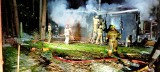 Groźny pożar w Radzyniu. Spalił się drewniany domek letniskowy 