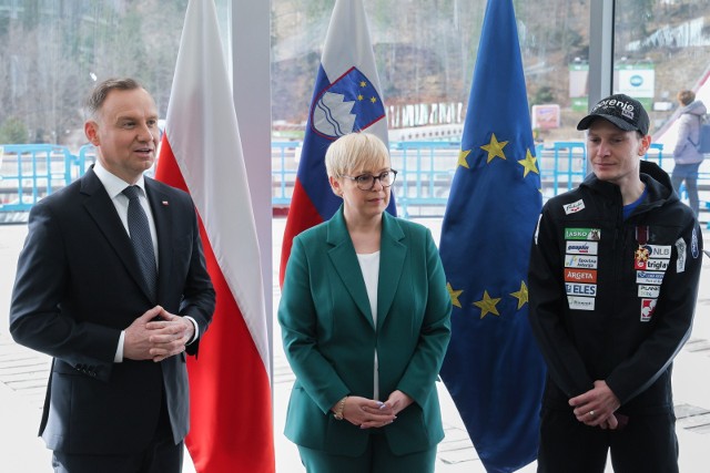 Od lewej: Prezydent RP - Andrzej Duda, prezydent Słowenii - Natasza Pirc Musar, Anże Lanisek