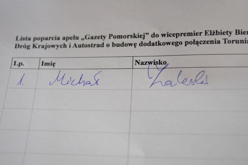 Podpis Michała Zaleskiego pod petycją "Gazety Pomorskiej"