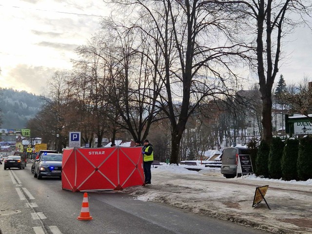 Utrudnienia na drodze w Krynicy w związku z wypadkiem śmiertelnym