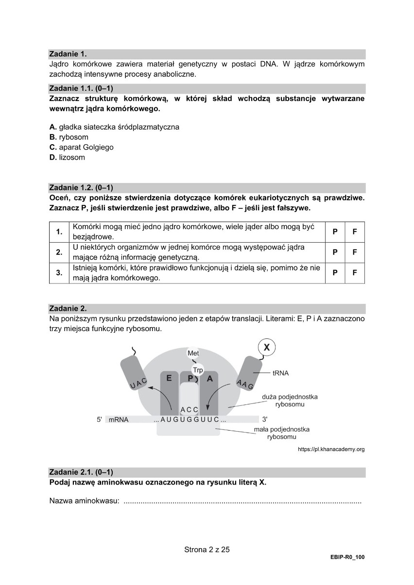 Matura próbna z BIOLOGII 2021