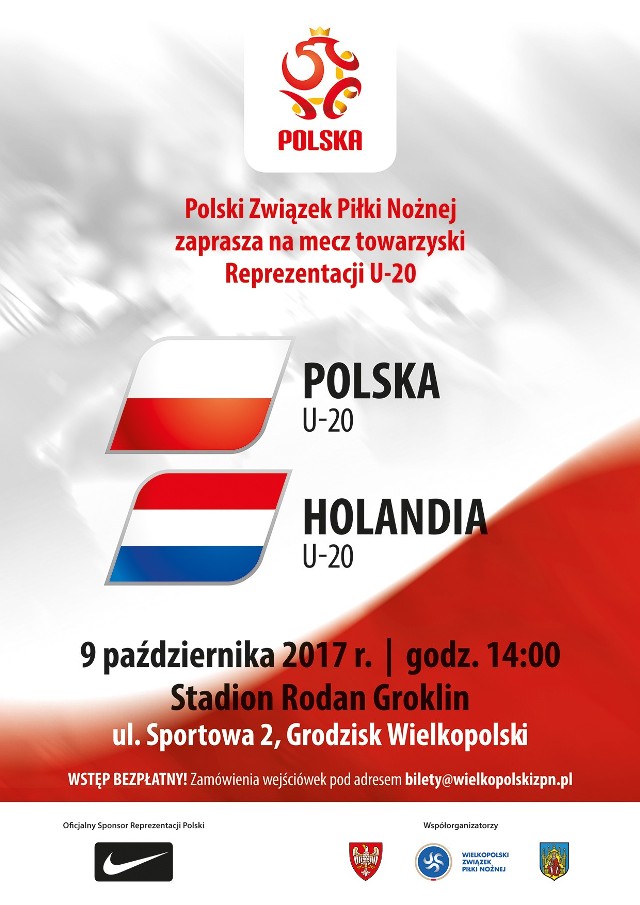 Spotkanie Polska - Holandia (do lat 20) w Grodzisku będzie można zobaczyć bezpłatnie