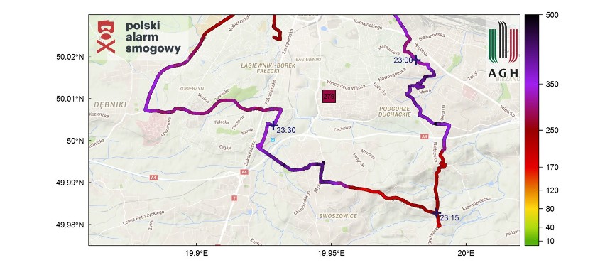 Kolor pomarańczowy oznacza dostateczną jakość powietrza (120...