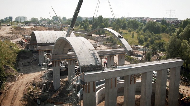 Budowa Estakady Weneckiej na terenie budowy Nowej Bulońskiej...