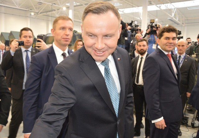Prezydent Andrzej Duda podczas ostatniej wizyty w Stalowej Woli na otwarciu wystawy gospodarczej