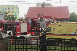 Wypadek wozu straży pożarnej w Sokółce