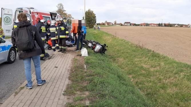 Wypadek motocyklisty pod Wrocławiem. W akcji helikopter LPR