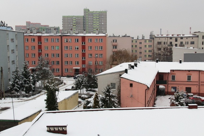 Śródmieście Dąbrowy Górniczej w zimowej odsłonie