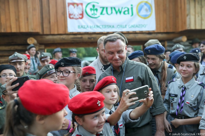 W bazie harcerskiej „Orle Gniazdo” Prezydent spotkał się...