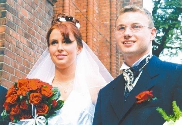 Tomasz Frankowski podczas ślubu ze swoją żoną Edytą w 1999...