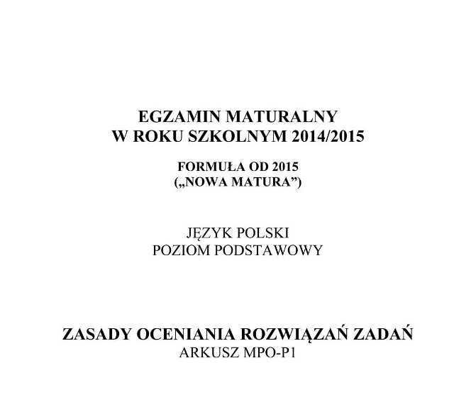 Matura 2015 język polski - ODPOWIEDZI, schemat oceniania