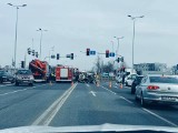 Wypadek na ulicy Kościuszki w Katowicach w pobliżu Galerii Libero. Jedna osoba jest poszkodowana