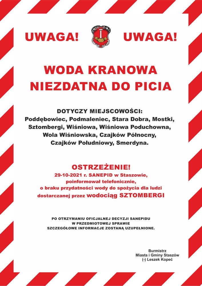 Kolejne problemy z wodą w gminie Staszów! 11 miejscowości ze skażoną "kranówką"