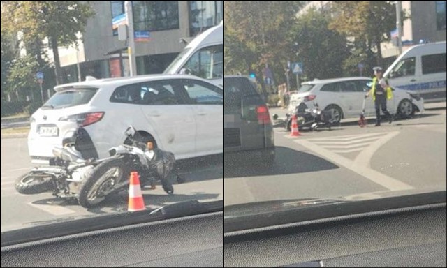 W środę (20 września) około godz. 13 w pobliżu Sky Tower we Wrocławiu doszło do potrącenia motocyklisty. Został ranny i przetransportowany do szpitala.