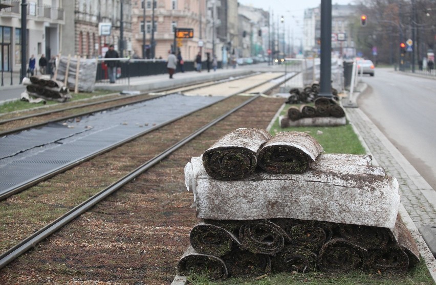 Przerabiają nowe torowisko na Narutowicza, bo... nie pasuje do pobliskiego parku [ZDJĘCIA]