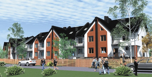 Wizualizacja osiedla z widokiem na Góry ŚwiętokrzyskieTak wyglądać będzie osiedle domków jednorodzinnych, które powstają u zbiegu ulic Bęczkowskiej i Świerczyńskiej w Kielcach.