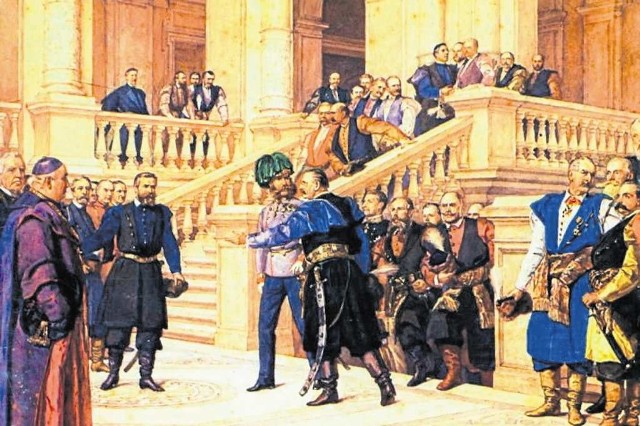 W 1868 r. cesarz nie przyjechał do Galicji. Przybył za to w 1880 r. Henryk Rodakowski, Wizyta cesarza Franciszka Józefa w Sejmie Krajowym we Lwowie