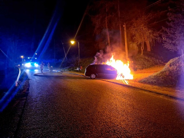 Pożar samochodu osobowego w Brzegach