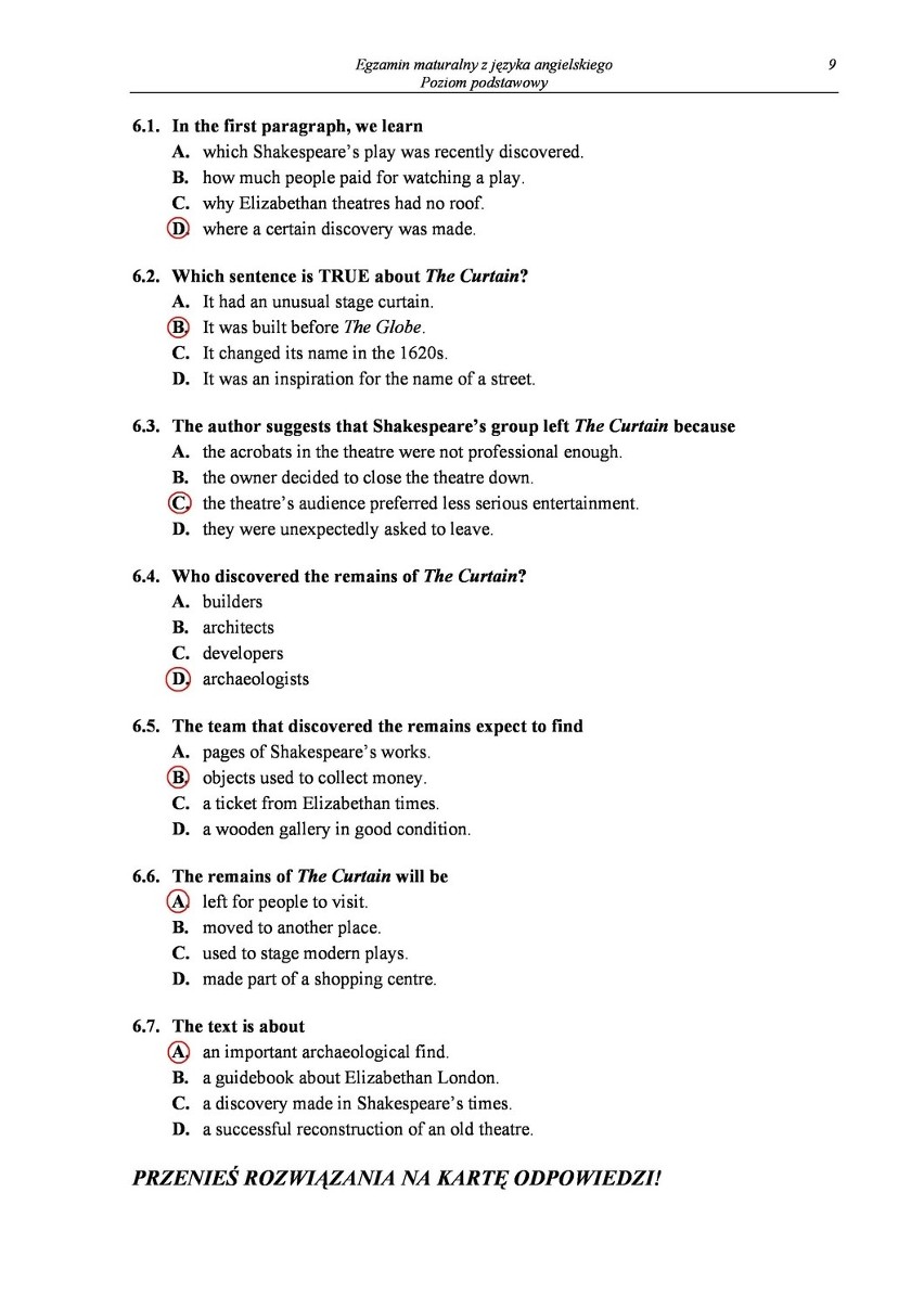 Matura 2014. Język angielski. Druga wersja arkusza. [ODPOWIEDZI]