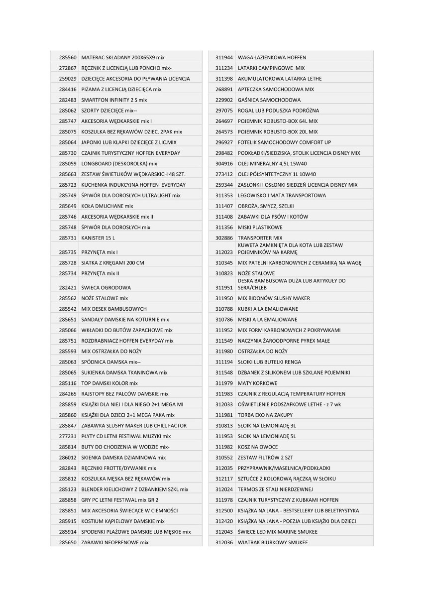 Lista produktów 50 procent tańszych