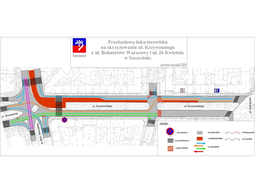 Remont torowiska na ul. Krzywoustego i Bohaterów Warszawy w Szczecinie. Duże zmiany dla pasażerów i kierowców