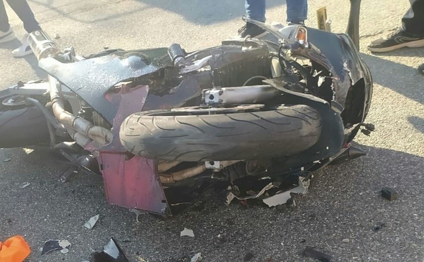 Wypadek motocyklisty w Harbutowicach w powiecie cieszyńskim