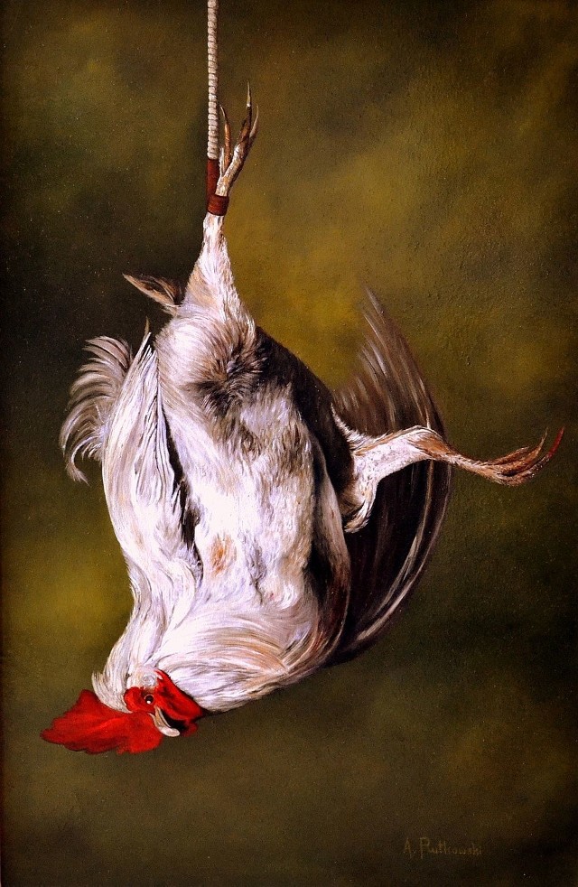 Adam Rutkowski, „Bungee wg Gabriela Metsu”, 2015, olej na płótnie, 90 x 60 cm