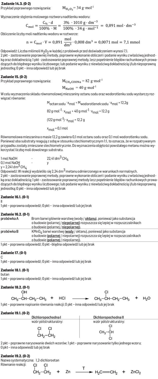 Próbna matura z chemii 2016 r. z Wydziałem Chemii UJ. Rozwiązania zadań