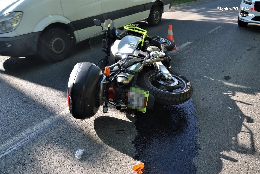 Wypadek w powiecie mikołowskim. Motocyklista ze złamaną nogą...