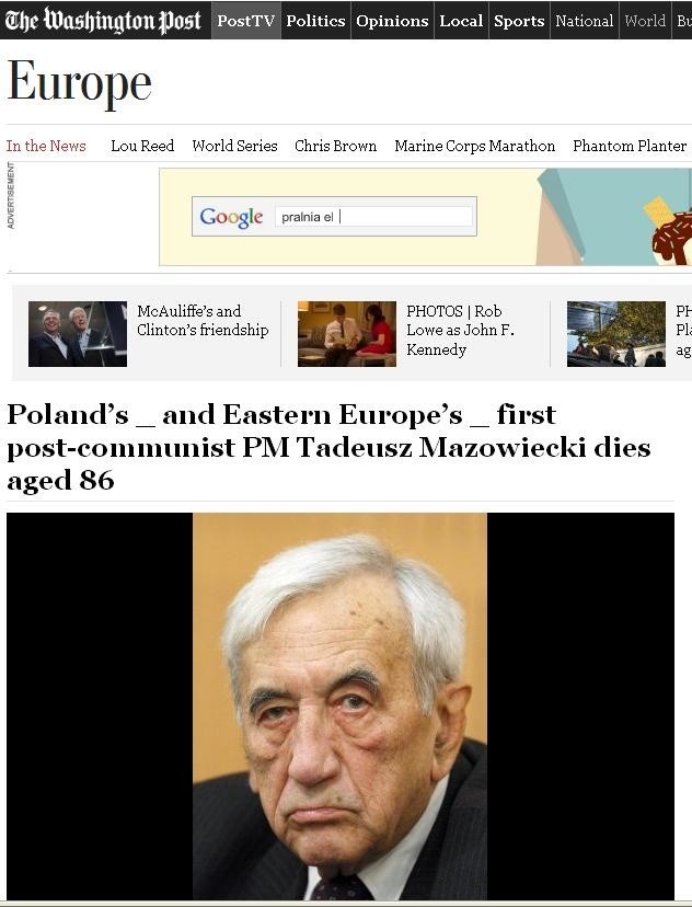 Światowe media o śmierci Tadeusza Mazowieckiego