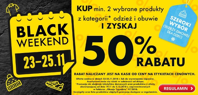 Black Friday 2018 w Biedronce to promocje 50 proc. na odzież i obuwie przy zakupie min. dwóch artykułów