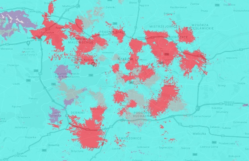 Zasięg sieci 5G w Krakowie od Plusa