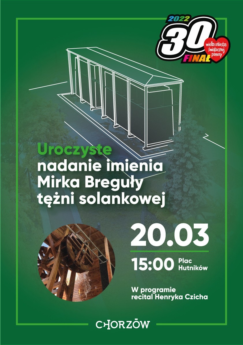 Plakat dotyczący uroczystego nadania imienia tężni w Chorzowie