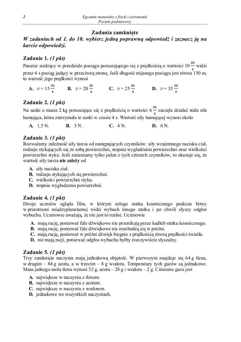 Matura 2014: fizyka i astronomia, poziom podstawowy [ZADANIA, ARKUSZE, ODPOWIEDZI]