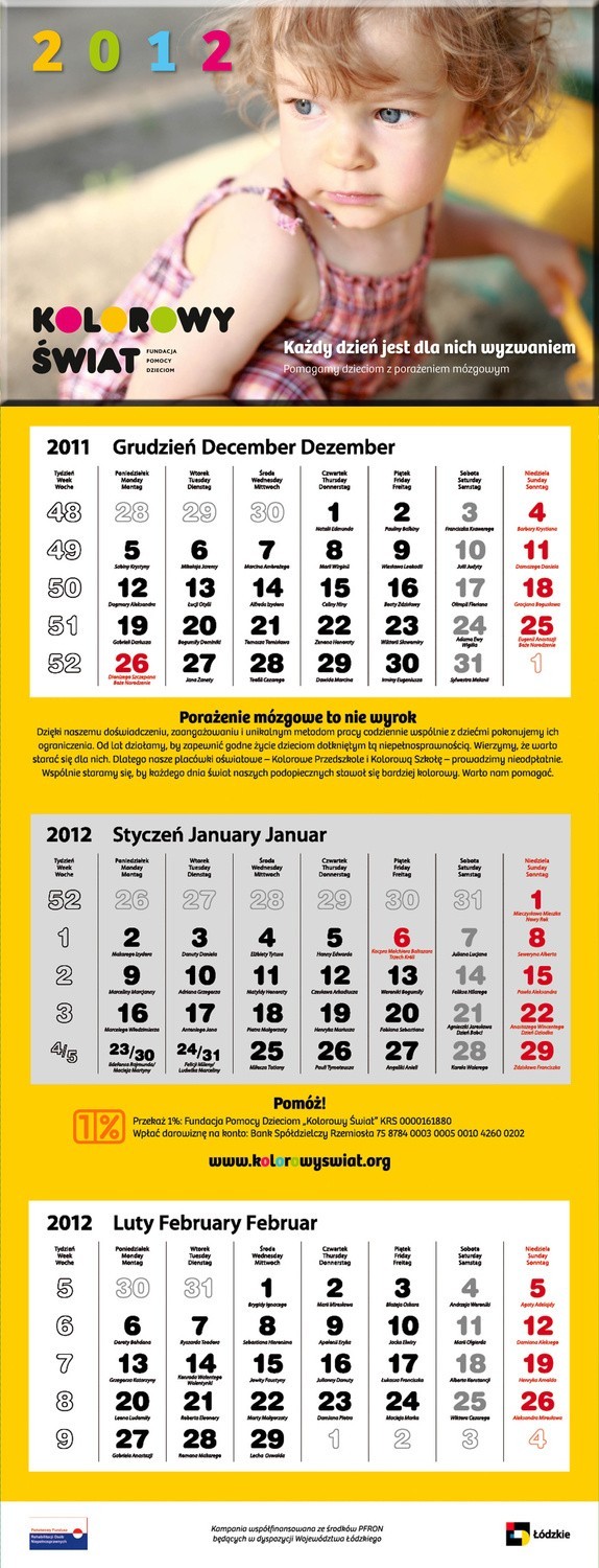 Kalendarz na 2012 rok 14 grudnia dołączany jest do gazetki...