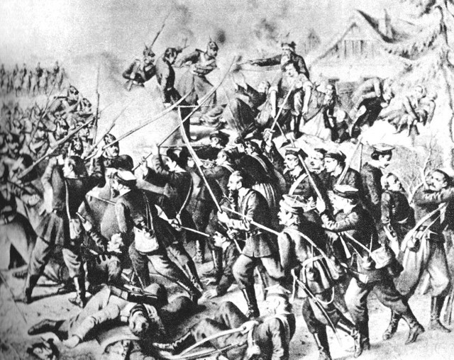Zdjęcie przedstawia bitwę pod Małogoszczem.