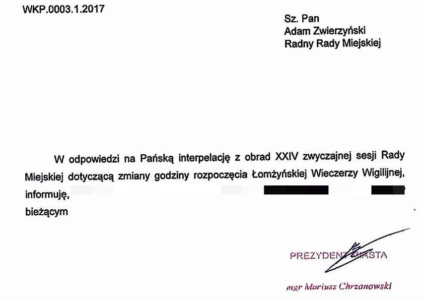 Łomża. Takiej odpowiedzi radny się nie spodziewał