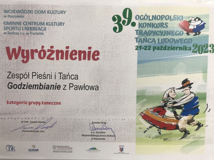 Zespół Pieśni i Tańca „Godziembianie” z gminy Pawłów nagrodzony w Rzeszowie, reprezentował województwo świętokrzyskie