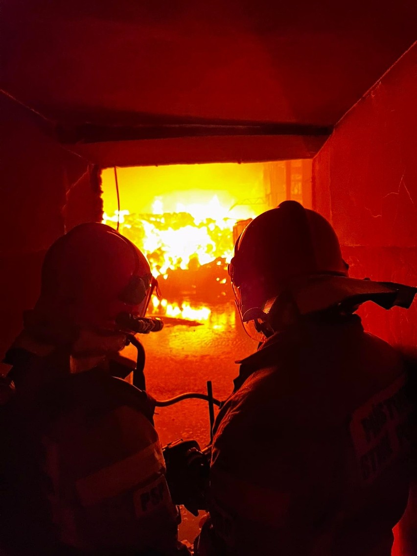 Potężny pożar w Tarnobrzegu! Spłonęła hala w strefie przemysłowej w Machowie. Zobacz zdjęcia